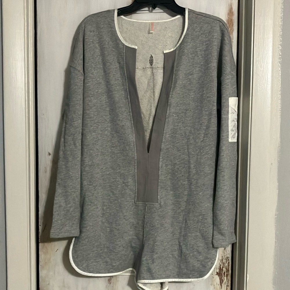 Free People Gray Long Sleeve Romper